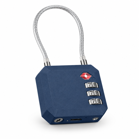 Dark Blue TSA Approved Resettable Combination Luggage Lock with Find My & Hub Tracking