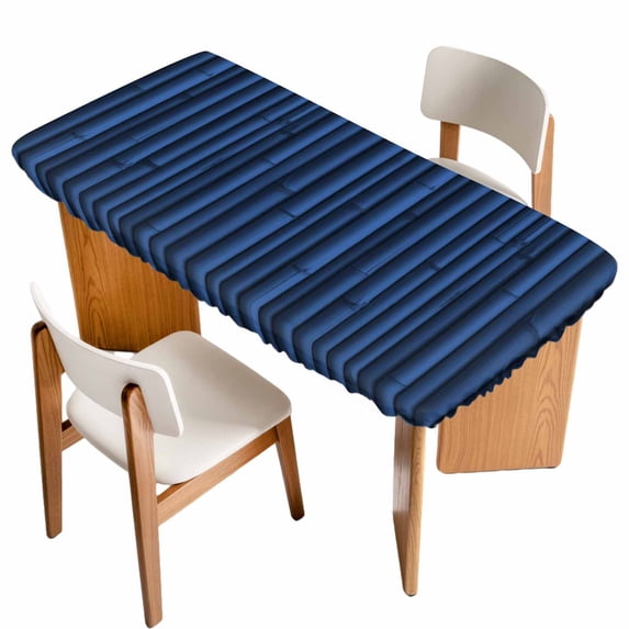 Dark Blue Table Cloths for 5 Foot Rectangle Tables, Retro Farmhouse Plants Wall Lines Texture Patio Waterproof Elastic Fitted Tablecloths, Washable Rectangular Table Cover for Camping