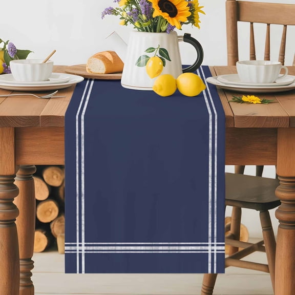 Dark Blue Table Runner 36 Inches Long, Modern Solid Color Table Runners Tabletop Scarf Kitchen Dining Tables Decoration for Home Party Indoor Outdoor