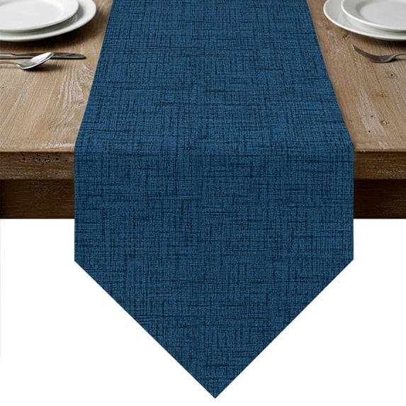 Dark Blue Table Runner Linen Burlap Table Runner 70 Inches Long Rustic Farmhouse Solid Color Dresser Scarves for Kitchen Island Coffee Dining Room Party Wedding Banquet Holiday Decoration 13"x70"