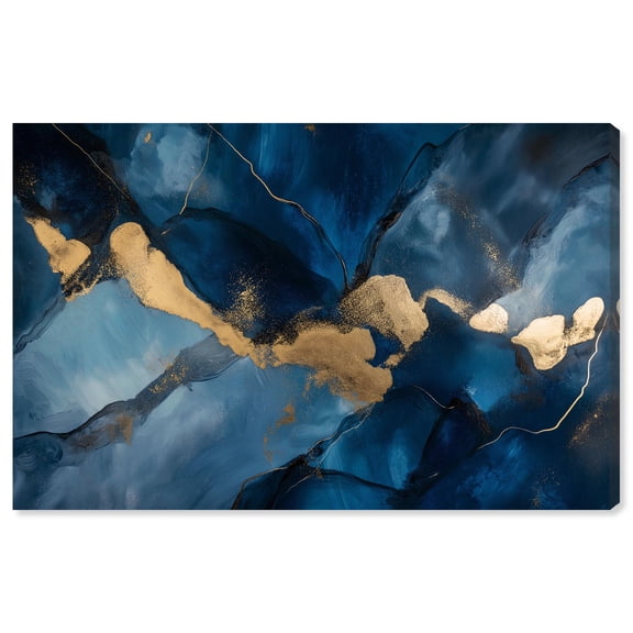 Dark Blue Texture with Golden Touch I Canvas Blue Wall Art by Art Remedy, Gallery Wrapped, 15 x 10