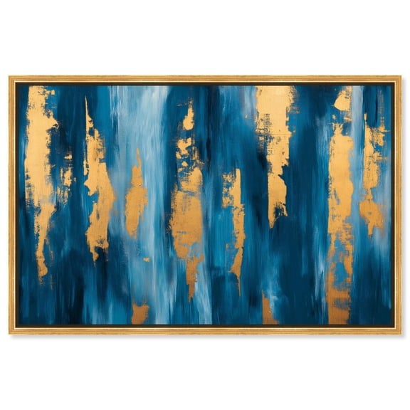 Dark Blue Texture with Golden Touch II Canvas Blue Wall Art by Art Remedy, Gold Frame, 15 x 10
