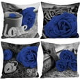 thumbnail image 1 of Dark Blue Throw Pillow Covers for Couch 18x18 Set of 4 Flower Blue Pillows Decorative Throw Pillow Covers Bed Living Room Pillow cases Linen Farmhouse Pillow Covers for Spring Summer (Blue), 1 of 6