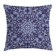 thumbnail image 1 of Dark Blue Throw Pillow Cushion Cover, Chinese Painting Style Artwork Traditional Floral Interlace Print, Decorative Square Accent Pillow Case, 24 X 24 Inches, Dark Blue Royal Blue White, by Ambesonne, 1 of 2