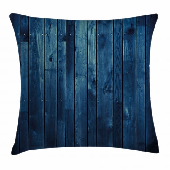 Dark Blue Throw Pillow Cushion Cover, Wooden Planks Texture Image Boards Floor Wall Lumber Rustic Home Decor, Decorative Square Accent Pillow Case, 24 X 24 Inches, Light Blue Dark Blue, by Ambesonne