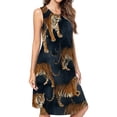 thumbnail image 1 of Dark Blue Tiger Fabric Print Spring Summer Dresses For Women Fashion Dress Casual Sleeveless Loose Sundress With Pockets, 1 of 4
