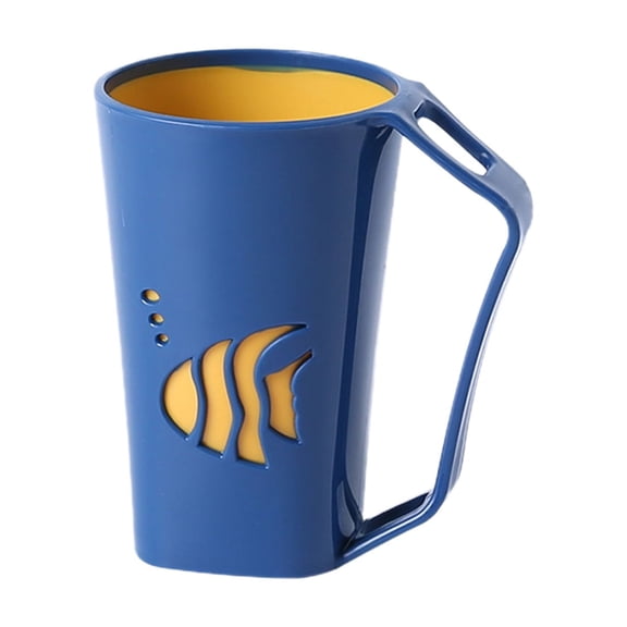 Dark Blue Toothbrush Cup With Handle Bathroom Rinsing Cup Mouthwash Cup Travel Toothbrush Holder Plastic Storage Cup 1Pc Multi-Use Cup For Bathroom Sink 4.7 X 3.9 X 2.8 Inches 0.18 Lb