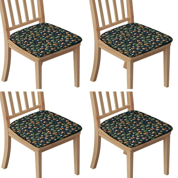 Dark Blue Tractor Boat Car Pattern Seat Covers for Dining Room Chairs Set Of 4,Stretch Printed Washable Chair Seat Cover with Elastic Ties and Button,Removable Waterproof Couch Cushion Covers