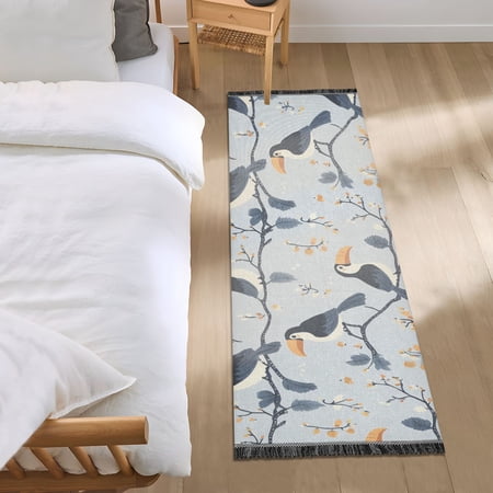 Dark Blue Tucano Bedroom Runner Rug 2'x 6' Non Slip Carpet Indoor Home Area Rug Living Room