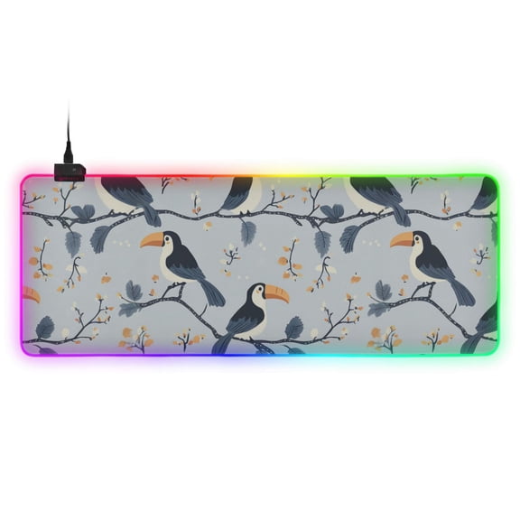 Dark Blue Tucano RGB Gaming Mouse Pad Large Keyboard Mat Rubber Base 13 Light Modes