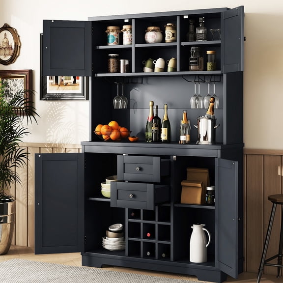 Dark Blue - Two Drawers and More Storage - Dining Room - Enhanced Storage Capacity