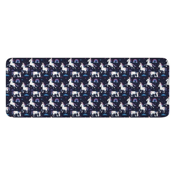 Dark Blue Unicorn Moon Pattern Kitchen Rug Mat,Kitchen Runner Rugs Non Skid Washable,Decorative Kitchen Floor Mats for Kitchen,Sink,Laundry,17"x47.2"
