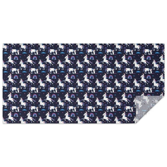 Dark Blue Unicorn Moon Pattern Rectangle Tablecloth 60"x120",Waterproof Polyester Rectangle Table Cloth, Wipeable Spillproof Polyester Tablecloth for Dining, Camping, Indoor and Outdoor