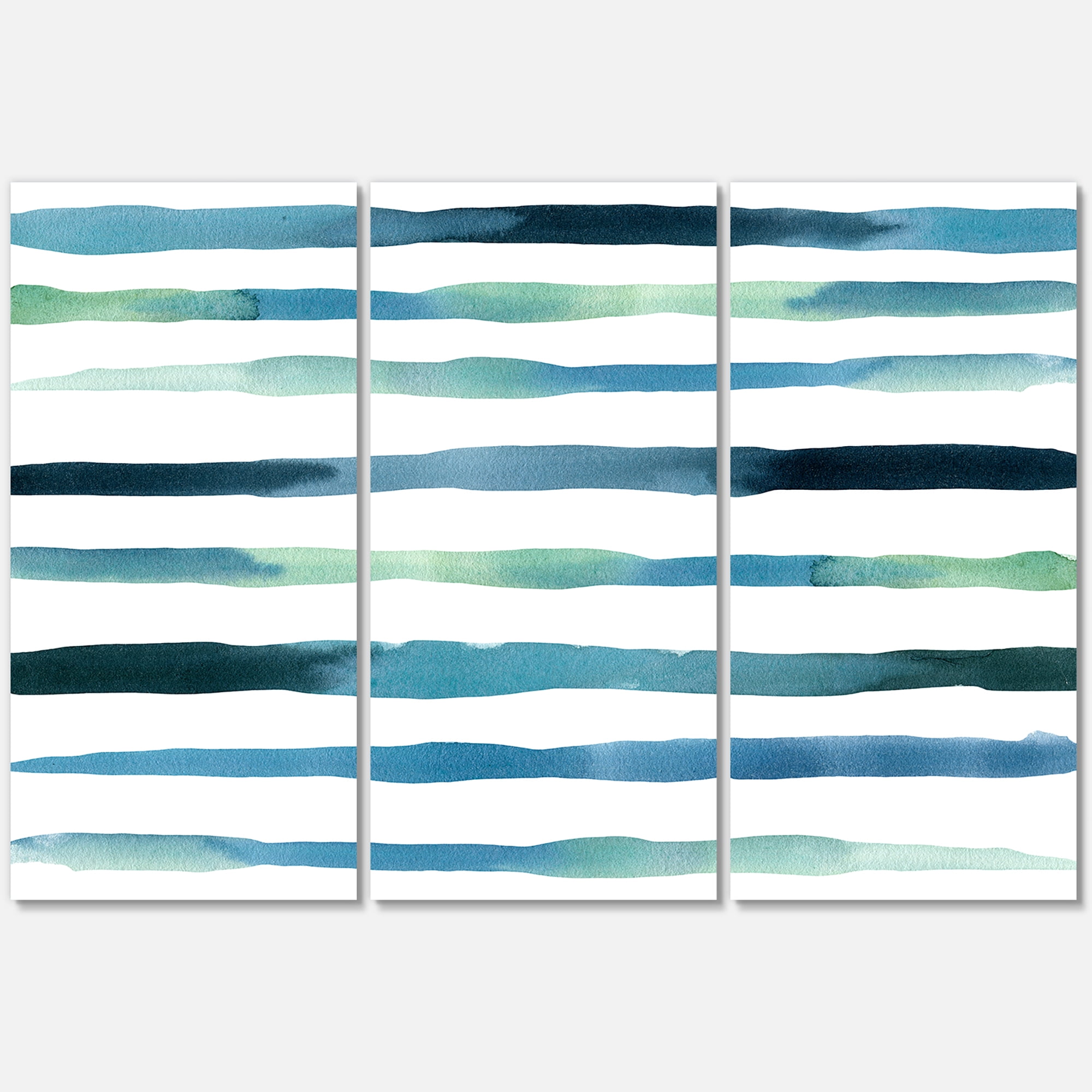 Dark Blue Verticals Aquatic 28 in x 36 in Painting Canvas Art Print, by Designart