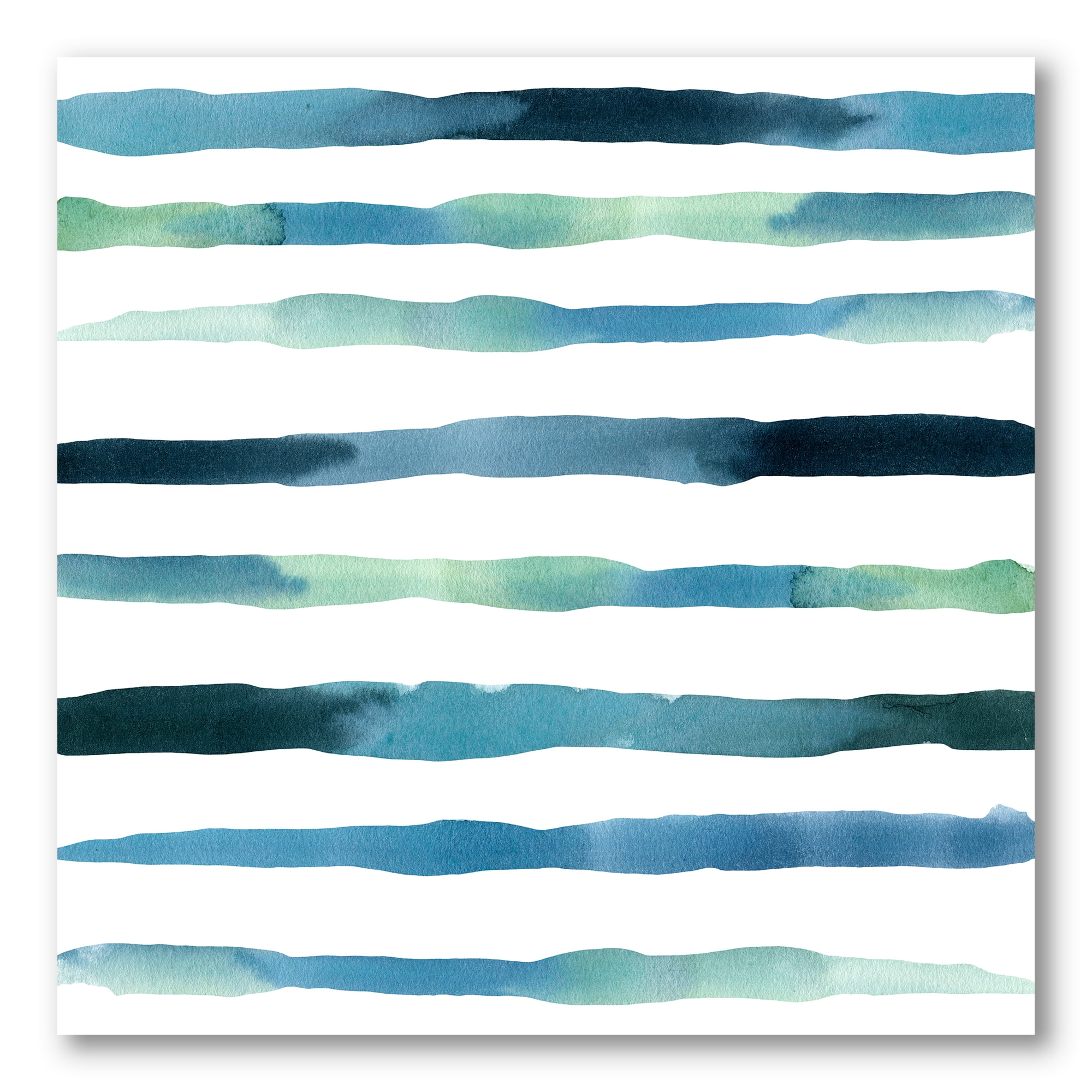 Dark Blue Verticals Aquatic 30 in x 30 in Painting Canvas Art Print, by Designart