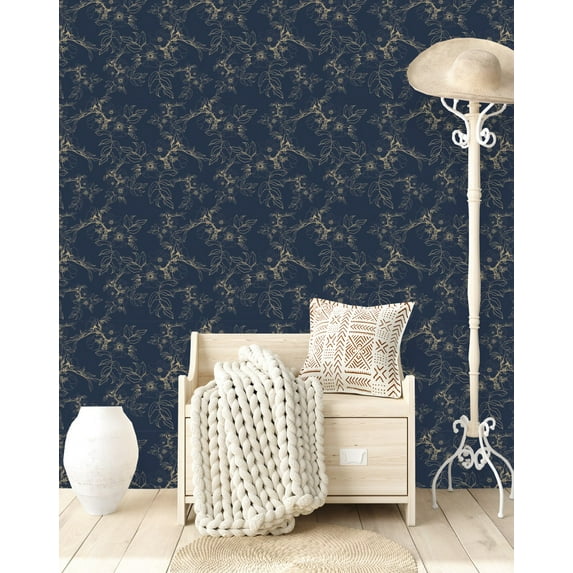 Dark Blue Vintage Wallpaper