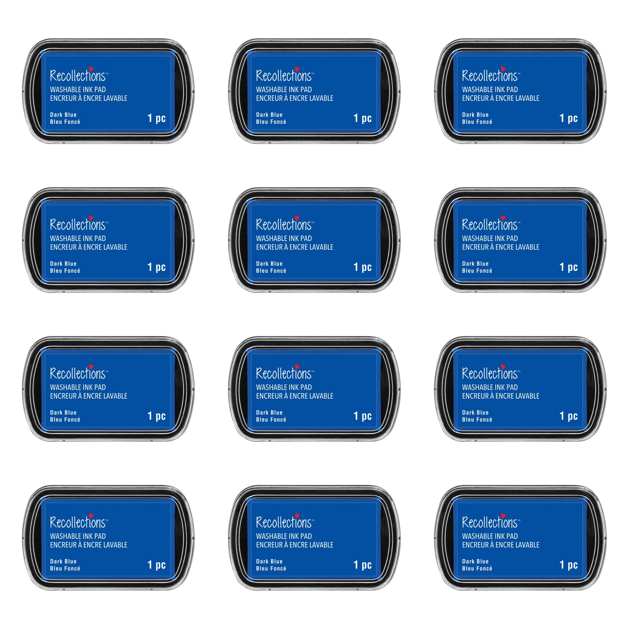 Recollections Dark Blue Washable Ink Pad by Craft Smart - Use On Paper, Chipboard, Wood, and More. Ideal for Scrapbooking, Card Making, Arts & Crafts - Bulk 12 Pack