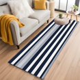 thumbnail image 1 of Dark Blue Washable Runner Rugs 2'x6', and Grey Stripe Abstract Minimalist Stripes Low Pile Throw Entryway Rug Non-Slip Sturdy Edge Binding Carpet for Indoor Bedside Entrance Bedside, 1 of 9