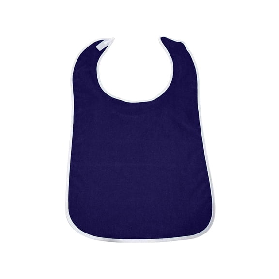 Dark Blue Waterproof Feeding Bib For Elderly, Adjustable Straps, Meal Assistance