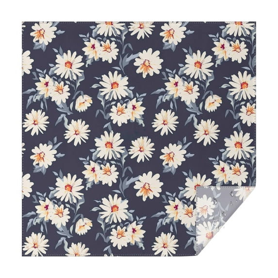 Dark Blue White Flower Pattern Square Tablecloth,Waterproof Square Table Cover,Wipeable Spillproof Washable Table Cover for Home Kitchen Party Decor 60"x60"(152x152cm)
