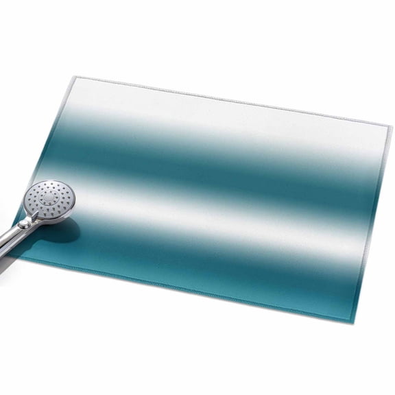 Dark Blue and White Gradient Area Rug, Minimalist Dark Cyan Ombre Modern Non-Slip Felt Rubber Backing Rectangle Indoor Carpet Washable Rugs for Living Room Bedroom 2x3ft