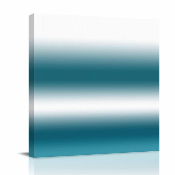 Dark Blue and White Gradient Canvas Wall Art for Living Room, Minimalist Dark Cyan Ombre Modern Poster Print Painting for Bedroom Office Home Decoration Wall Pictures Prepare To Hang 12"x12"