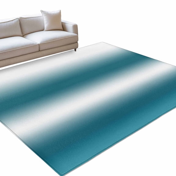 Dark Blue and White Gradient Large Area Rugs 6x9ft Minimalist Dark Cyan Ombre Modern Washable Rug, Non Slip Indoor Carpet Absorbent Floor Mat for Living Room Bedroom Dining Room