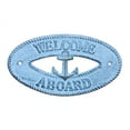 thumbnail image 1 of Dark Blue Whitewashed Cast Iron Welcome Aboard with Anchor Sign 8" - Metal Wall Plaque - Cast Iron Nautical Decor Sign, 1 of 2