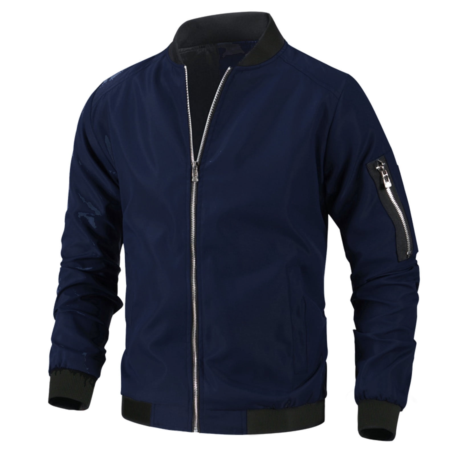Dark Blue Windbreaker Jackets For Men Male Winter Solid Slit