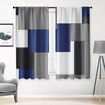 thumbnail image 1 of Dark Blue Window Curtains 63 Inch Length Geometric Window Curtains Over Sink Set of 2, Black Grey White Curtain for Bedroom Living Room, Modern Abstract Kitchen Decor 42x63 Inch, 1 of 6