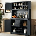 thumbnail image 1 of Dark Blue Wine Bar Cabinet With Storage - Coffee Drawers And Shelves For Kitchen In Antique With Cabinets, Drawers, Dining Room, 1 of 7