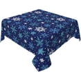 thumbnail image 1 of Dark Blue Winter Square Tablecloth 70x70 Inch Blue Teal White Snowflake Christmas Holiday Theme Decorative Table Cloth Seasonal Rustic Farmhouse for Indoor Party Kitchen Dinner Picnic Decor, 1 of 5