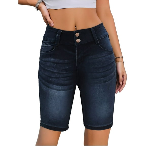 Dark Blue Women'S Jeans, Slim With Stretch, Stylish Hemming Design, Comfortable Breathable Elastic Fabric, Suitable For Everyday Wear