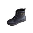 thumbnail image 1 of Dark Blue Women'S Leather Lace-Up Boots With Buckle Accent Low Heel For Autumn Winter Comfortable Use, 1 of 9