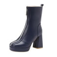 thumbnail image 1 of Dark Blue Women'S Platform Boots With Front Zipper High Heel Design For Autumn Winter Fashion Comfortable, 1 of 5