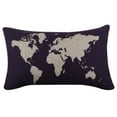 Dark Blue World Map Burlap Pillow Cases Cushion Covers
