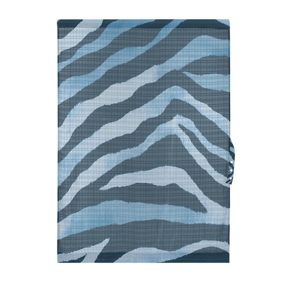 Dark Blue Zebra Pattern Door Curtain Sheer Privacy Light Filtering Window Panel 1 Panel 25x40 Inch