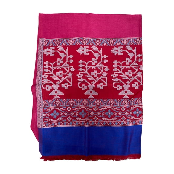 Dark Blue and Blood Red Modal Scarf with Kani Prints For Women Exquisite Unique Summer/Spring Collection Lightweight Soft Scarf Shawl Wrap