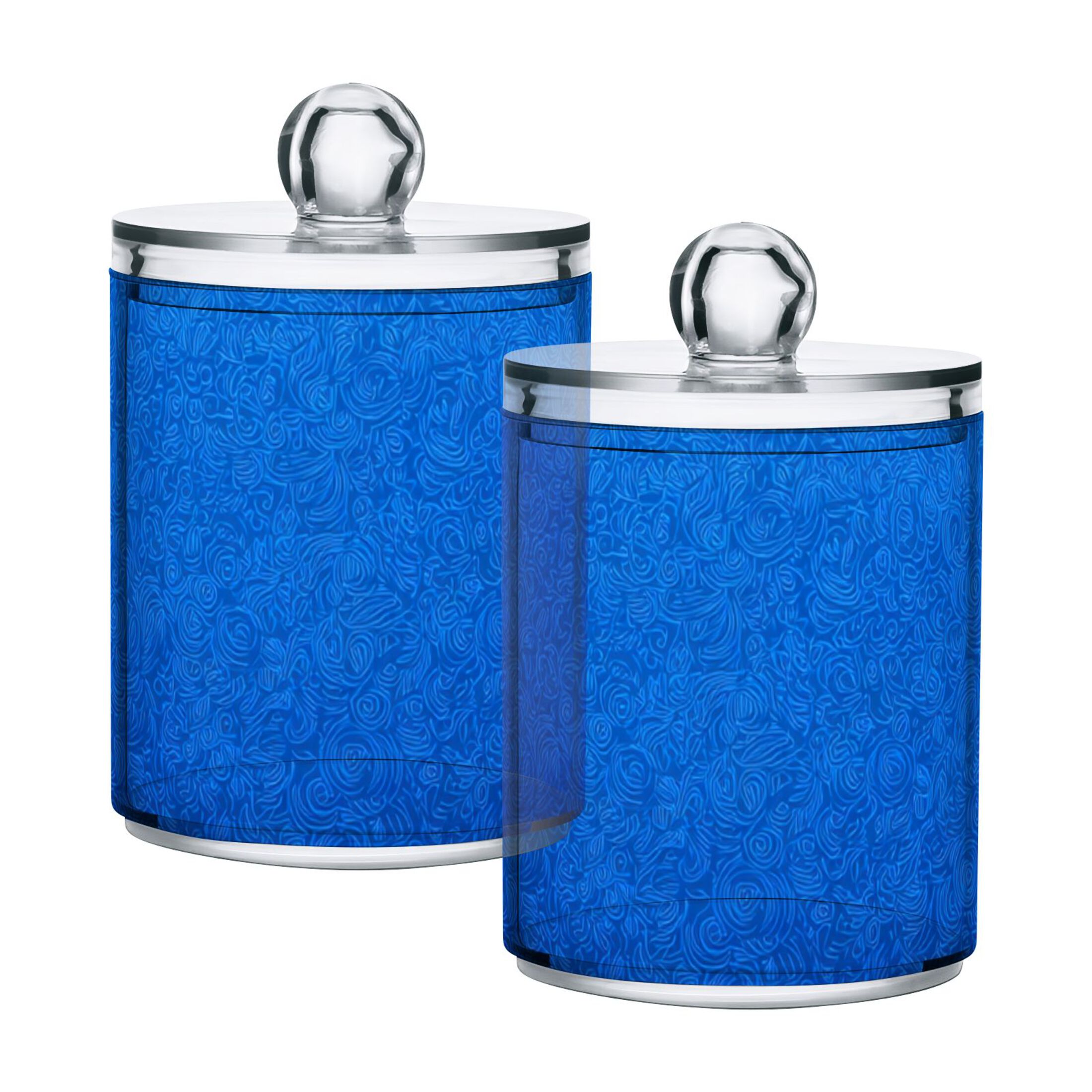 Dark Blue with Flower Pattern Translucent Plastic Cans Storage ...