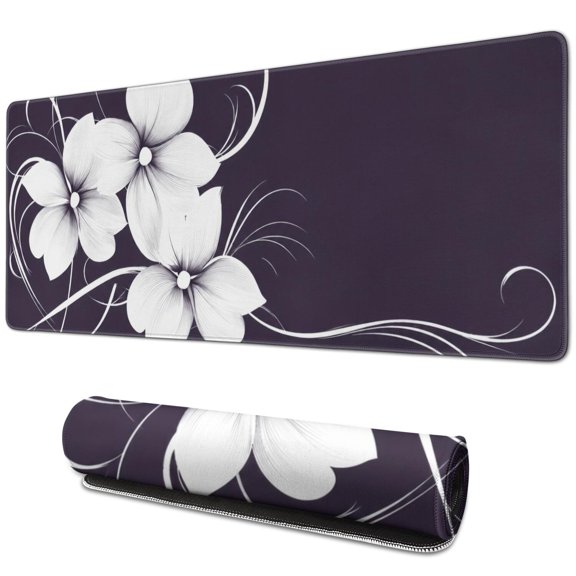 Dark Botanical Art Print Large Mouse Pad, Keyboard & Mouse Desk Mat for Home Office, Laptop Work, Gaming & Desktop Decor, 31.5 x 11.8 in
