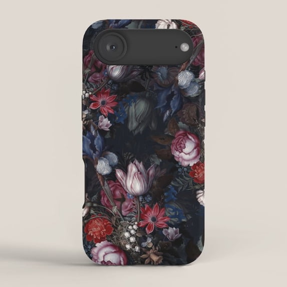 Dark Botanical Flowers Tough Case for Apple iPhone, Polycarbonate Outer ...