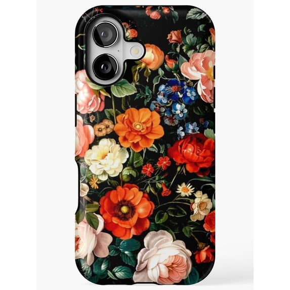 Dark Botanical Red, Orange, Pink and Blue Floral Tough Case for Apple ...