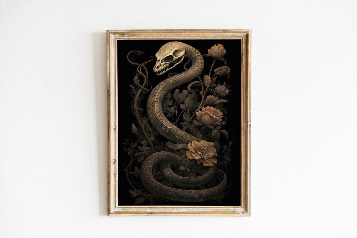 Gothic Drawig Dark Botanical Wall Art Print, Gothic Decor - Walmart.com