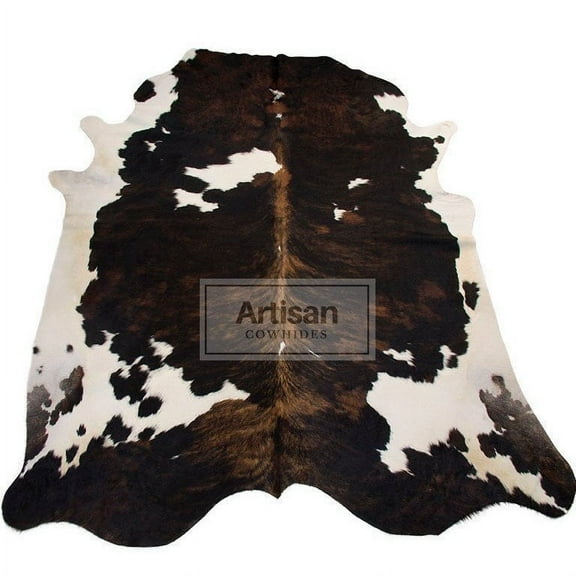 Dark Brindle White Belly Cowhide Rug - Large (6'x5 Ft) - Premium cowskin rug