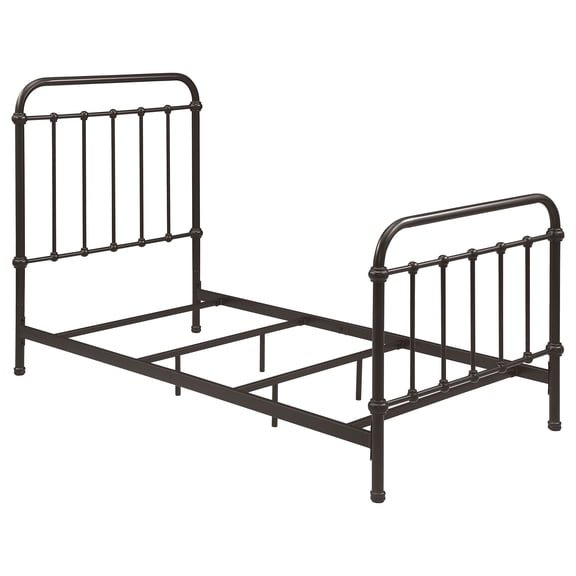 Dark Bronze Metal Spindle Twin Panel Bed