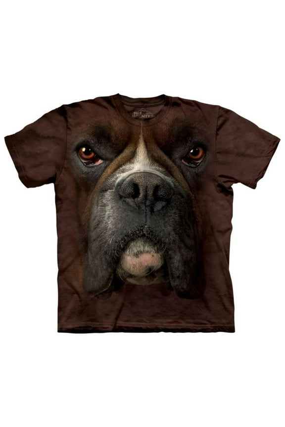 Dark Brown 100% Cotton Boxer Face Realistic Graphic T-Shirt