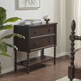 thumbnail image 1 of Dark Brown 2-Drawer Accent Cabinet with Lower Shelf, Vintage Style Storage Console Table for Bedroom, 1 of 28