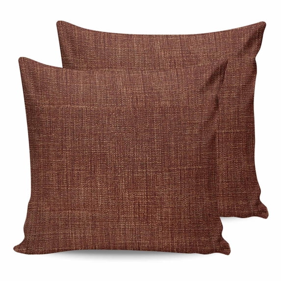 Dark Brown 24x24 Pillow Covers Set of 2, Farmhouse Burlap Solid Brown Modern Linen Texture Throw Pillow Covers Decorative Couch Cushion Case, Microfiber Square Pillowcases for Bedroom Living Room