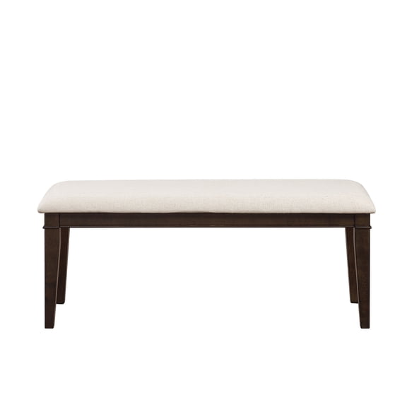 Dark Brown 48-inch Bench With Beige Fabric Upholstered Seat For Dining Continual