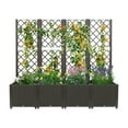 thumbnail image 1 of Dark Brown 4PCS Plastic Plant Box with Trellis, 4.65ft Tall Planter Box Decorative Plant Stand Floor Standing Outdoor Climbing Plants Tomato Flower Vegetable Raised for Balconies, Backyards, 1 of 24